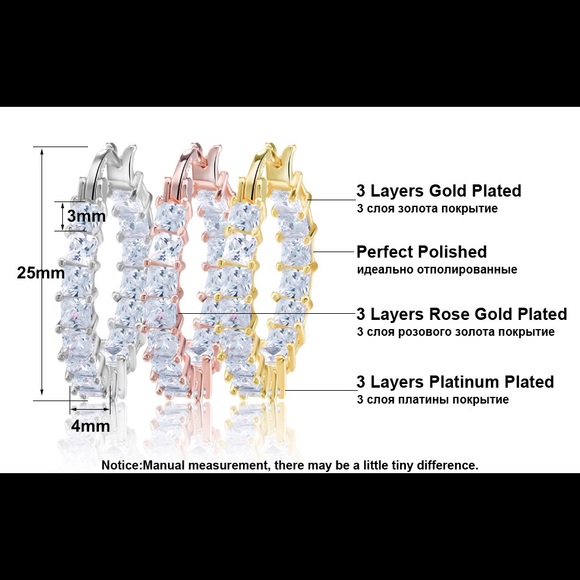 Hoop earring cubic zirconia Diamond like 34 stones in a pair 1 inch - Picture 5 of 9